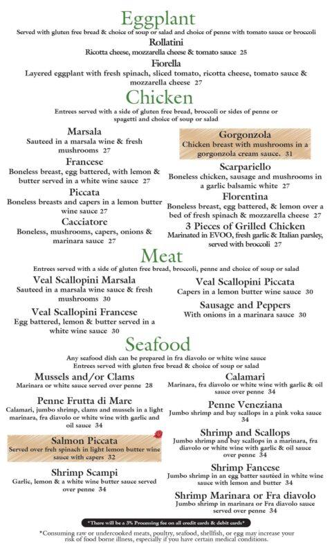 GLUTEN-FREE MENU | Fiorella Italian Restaurant