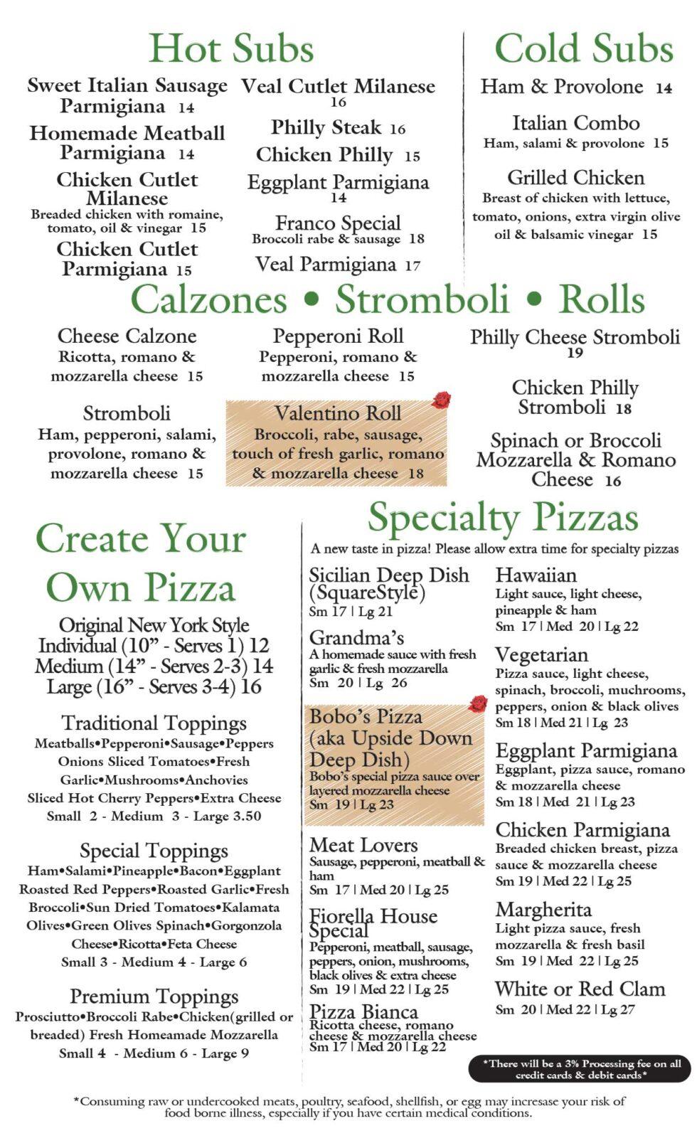 LUNCH MENU Fiorella Italian Restaurant