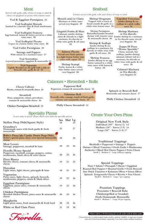DINNER MENU - Fiorella Italian Restaurant